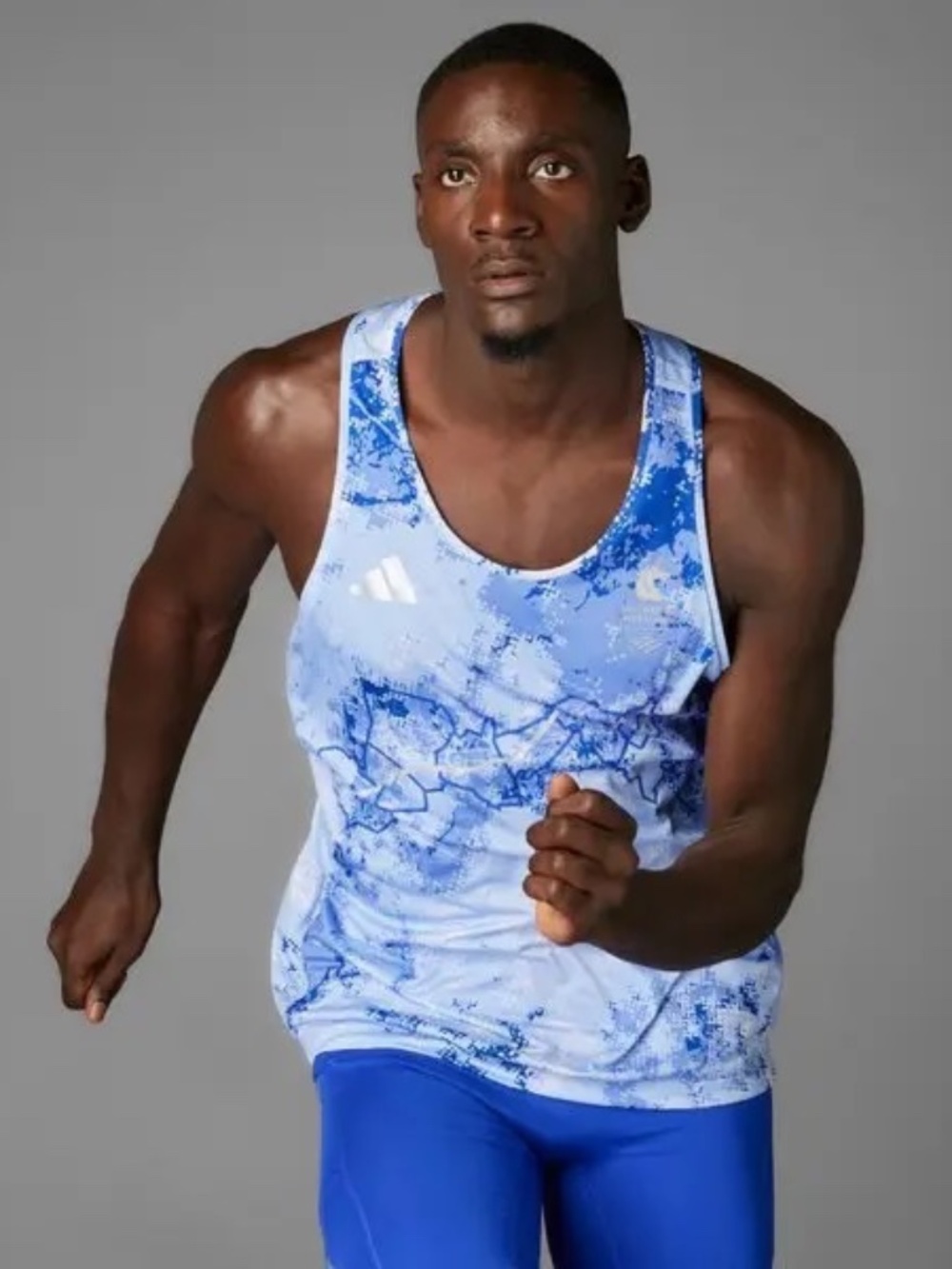 NWT men's XL Adidas Bank Of America 2025 Boston Marathon AOP tank/singlet blue